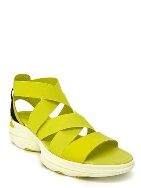 Sorel Explorer Blitz Wedge Sandal Womens Size 10.5 Bolt Yellow/Green Leather New